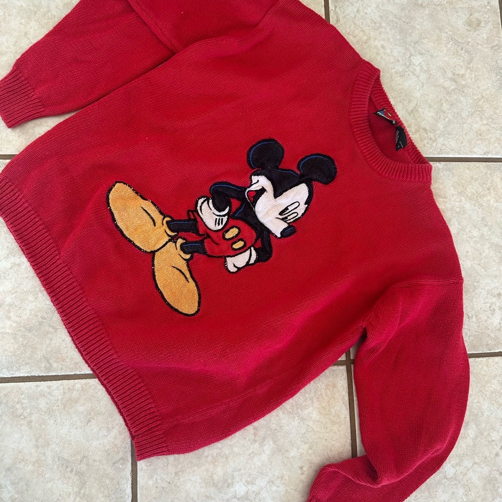 Disney Mickey Unlimited Red Knit Sweater